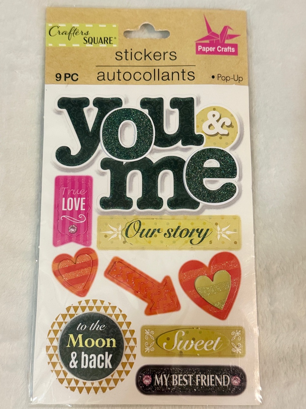 Crafters Square "You & Me" Pop-Up Stickers - Pack of 9